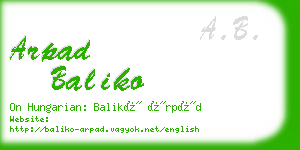 arpad baliko business card